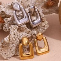 1 Pair Vintage Style Simple Style Classic Style Square Plating Stainless Steel 18k Gold Plated Drop Earrings main image 4