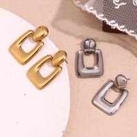 1 Pair Vintage Style Simple Style Classic Style Square Plating Stainless Steel 18k Gold Plated Drop Earrings main image 3