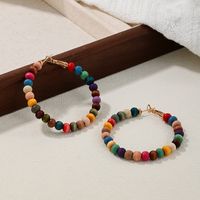 1 Pair Ig Style Cute Simple Style Round Beaded Wooden Beads Earrings main image 1