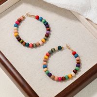 1 Pair Ig Style Cute Simple Style Round Beaded Wooden Beads Earrings main image 3