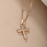 Xuping Simple Style Commute Cross Copper Alloy Plating Inlay Artificial Diamond 18k Gold Plated White Gold Plated Women's Pendant Necklace main image 9