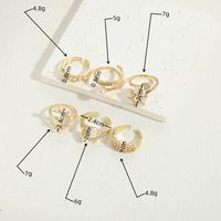 Classic Style Solid Color Copper Plating Inlay Pearl Zircon 14k Gold Plated Rings main image 9