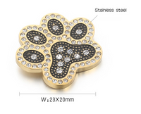 1 Piece Stainless Steel Artificial Diamond 18K Gold Plated Paw Print main image 2