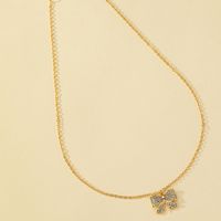 Sweet Bow Knot Alloy Zinc Inlay Artificial Diamond Women's Pendant Necklace main image 3