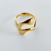 304 Stainless Steel 18K Gold Plated Retro Vintage Style Simple Style Plating Hand Heart Shape Wings Open Rings main image 5