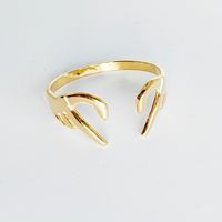 304 Stainless Steel 18K Gold Plated Retro Vintage Style Simple Style Plating Hand Heart Shape Wings Open Rings main image 7