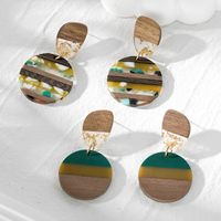 1 Pair Vintage Style Classic Style Multicolor Wood Resin Drop Earrings main image 1