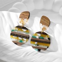 1 Pair Vintage Style Classic Style Multicolor Wood Resin Drop Earrings main image 5