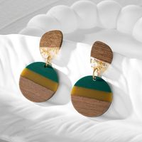 1 Pair Vintage Style Classic Style Multicolor Wood Resin Drop Earrings sku image 1