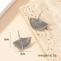 1 Pair Ig Style Retro Geometric Ginkgo Leaf Plating Alloy Ear Studs main image 2