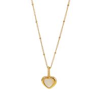 304 Stainless Steel 18K Gold Plated Sweet Plating Inlay Heart Shape Shell Pendant Necklace main image 10