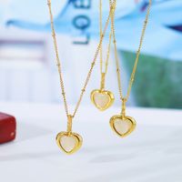 304 Stainless Steel 18K Gold Plated Sweet Plating Inlay Heart Shape Shell Pendant Necklace main image 4