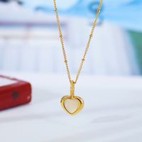 304 Stainless Steel 18K Gold Plated Sweet Plating Inlay Heart Shape Shell Pendant Necklace main image 8
