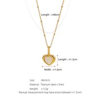 304 Stainless Steel 18K Gold Plated Sweet Plating Inlay Heart Shape Shell Pendant Necklace main image 2