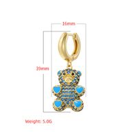 1 Pair Elegant Bear Enamel Inlay Copper Zircon 18k Gold Plated Drop Earrings main image 2