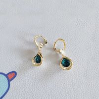 1 Pair Bohemian Simple Style Streetwear Water Droplets Inlay Copper Alloy Artificial Gemstones Drop Earrings main image 5
