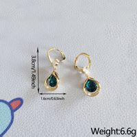 1 Pair Bohemian Simple Style Streetwear Water Droplets Inlay Copper Alloy Artificial Gemstones Drop Earrings main image 2