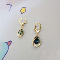 1 Pair Bohemian Simple Style Streetwear Water Droplets Inlay Copper Alloy Artificial Gemstones Drop Earrings main image 6