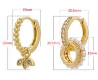 1 Piece 1 Pair Elegant Shamrock Round Plating Inlay Copper Artificial Pearls Zircon 18k Gold Plated Dangling Earrings main image 2