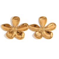 1 Pair Casual Vacation Classic Style Flower Plating 304 Stainless Steel 14K Gold Plated Ear Studs main image 4
