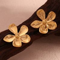 1 Pair Casual Vacation Classic Style Flower Plating 304 Stainless Steel 14K Gold Plated Ear Studs main image 1