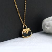 304 Stainless Steel 18K Gold Plated Simple Style Plating Bag Pendant Necklace main image 3