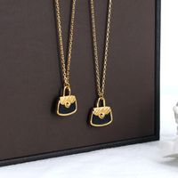 304 Stainless Steel 18K Gold Plated Simple Style Plating Bag Pendant Necklace main image 7