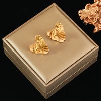 1 Pair Simple Style Heart Shape Plating 201 Stainless Steel 18K Gold Plated Ear Studs main image 4