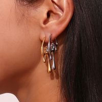 1 Pair Vintage Style Simple Style Classic Style Irregular Plating Inlay Stainless Steel Zircon 18k Gold Plated Ear Studs main image 5