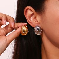 1 Pair Vintage Style Classic Style Solid Color Plating Inlay Stainless Steel Rhinestones 18k Gold Plated Ear Studs main image 5