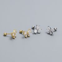 1 Pair Sweet Bow Knot Plating Inlay Sterling Silver Zircon Ear Studs main image 1