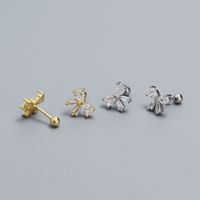 1 Pair Sweet Bow Knot Plating Inlay Sterling Silver Zircon Ear Studs main image 4