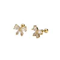 1 Pair Sweet Bow Knot Plating Inlay Sterling Silver Zircon Ear Studs main image 5