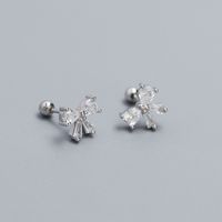 1 Pair Sweet Bow Knot Plating Inlay Sterling Silver Zircon Ear Studs sku image 1