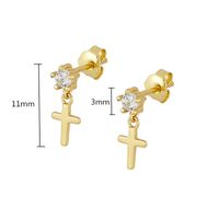 1 Pair Simple Style Cross Plating Inlay Copper Zircon Drop Earrings main image 2