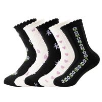 Femmes Rétro Forme De Cœur Fleur Polyester Crew Socks Une Paire main image 7