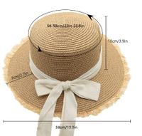 Women's Cute Sweet Color Block Bowknot Wide Eaves Straw Hat main image 2