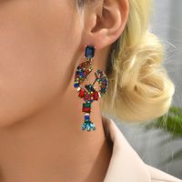 1 Pair Elegant Luxurious Vacation Animal Plating Hollow Out Inlay Alloy Rhinestones Dangling Earrings main image 3