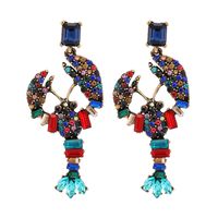 1 Pair Elegant Luxurious Vacation Animal Plating Hollow Out Inlay Alloy Rhinestones Dangling Earrings main image 5