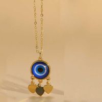 Vintage Style Simple Style Commute Eye Copper Plating Inlay Resin 14k Gold Plated Pendant Necklace sku image 1