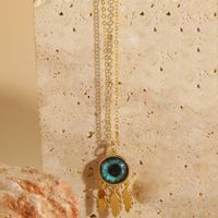 Vintage Style Simple Style Commute Eye Copper Plating Inlay Resin 14k Gold Plated Pendant Necklace sku image 5