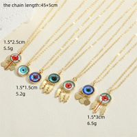 Vintage Style Simple Style Commute Eye Copper Plating Inlay Resin 14k Gold Plated Pendant Necklace main image 2