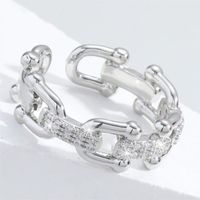 Commute U Shape Copper Plating Inlay Zircon White Gold Plated Open Rings main image 4