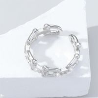 Commute U Shape Copper Plating Inlay Zircon White Gold Plated Open Rings main image 3