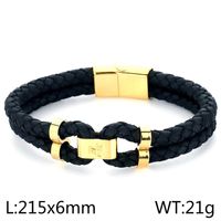 Simple Style Commute Color Block Stainless Steel Pu Leather Braid 18K Gold Plated Women's Bracelets sku image 2