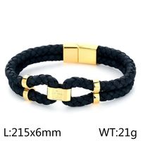 Simple Style Commute Color Block Stainless Steel Pu Leather Braid 18K Gold Plated Women's Bracelets sku image 1