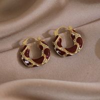 1 Paar Lässig Künstlerisch Pendeln Einfarbig Überzug Inlay Legierung Künstliche Strasssteine Vergoldet Reif Ohrringe sku image 1