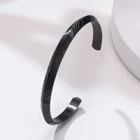 Simple Style Streetwear Lines 304 Stainless Steel Indentation Plating Men's Bangle main image 4