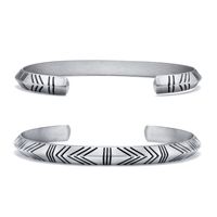 Simple Style Streetwear Lines 304 Stainless Steel Indentation Plating Men's Bangle main image 6
