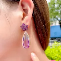 1 Pair Casual Romantic Water Droplets Plating Inlay Copper Zircon Rhodium Plated Silver Plated Drop Earrings main image 1